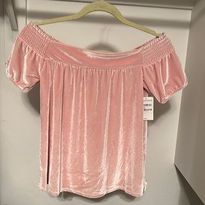 Light pink velvet top. Hasn’t been worn.